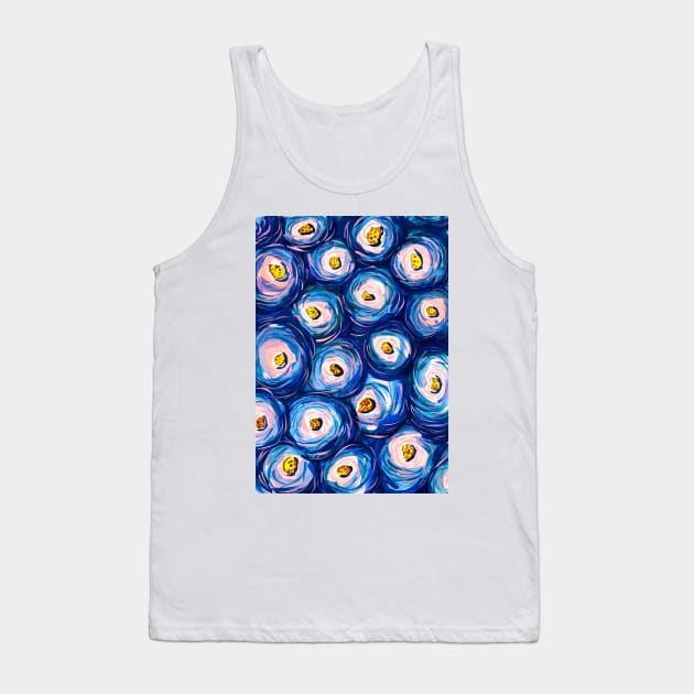 Blue Roses Abstract Watercolour Design Tank Top by WaterGardens